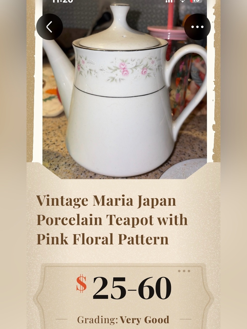 Vintage Maria Japan Porcelain Elegant White Teapot
